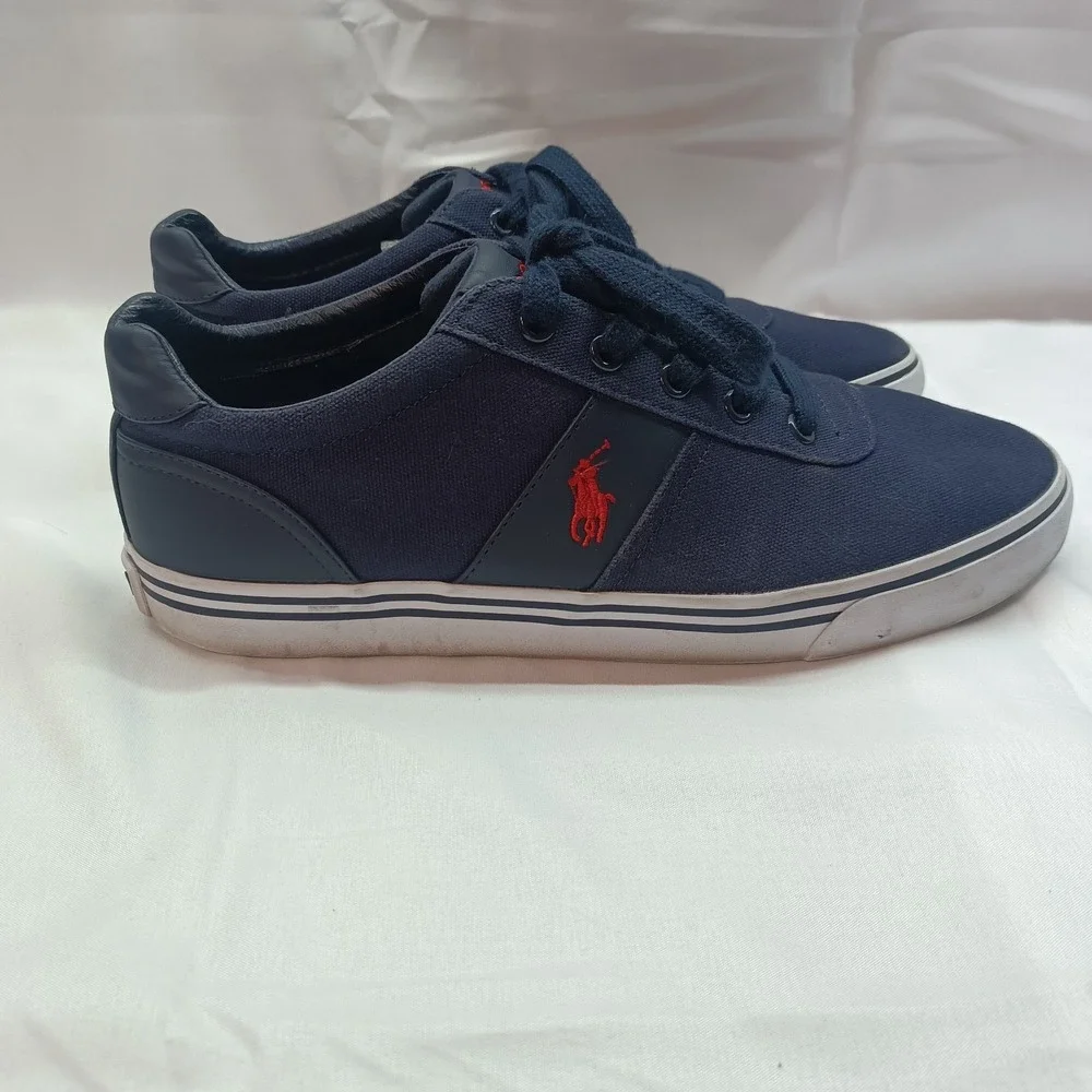 Polo Ralph Lauren HANFORD Canvas Sneakers Mens 9.5D Navy Blue Nylon Upper Casual
